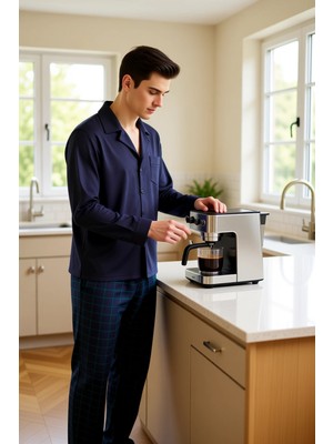 FRM Erkek Uzun Kollu Ekose Desenli Pijama Takımı Fonksiyonel Dayanıklı Kaliteli Konforlu Rahat