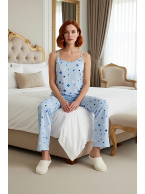 Ersefa Kadın Yıldızlı Ip Askılı Pijama Takımı Fonksiyonel Dayanıklı Kaliteli Konforlu Estetik Şık