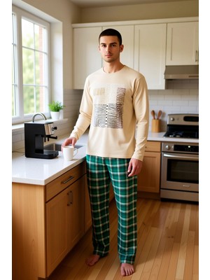 FRM Erkek Kışlık Ekose Desenli Pijama Takımı Bisiklet Yaka Fonksiyonel Dayanıklı Kaliteli Spor