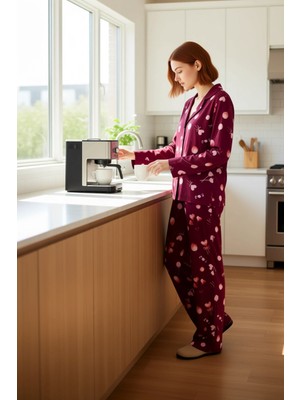 FRM Kadin Kalpli Baskılı Pijama Takımı Fonksiyonel Dayanıklı Kaliteli Konforlu Estetik Premium