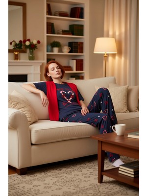 PayBuy Kadın Yılbaşı Kalpli Pijama Takımı Fonksiyonel Dayanıklı Kaliteli Konforlu Estetik Premium