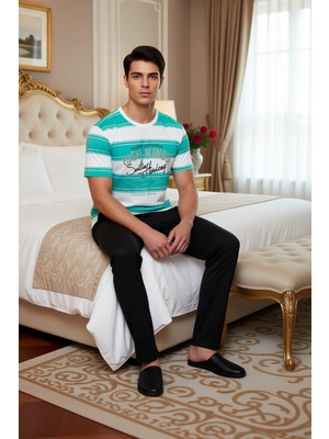 Ersefa Erkek Regular Fit Çizgili Örme Pijama Takımı Fonksiyonel Dayanıklı Kaliteli Konforlu Rahat
