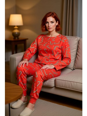 PayBuy Kadın Renk Yılbaşı Temalı Pamuklu Pijama Takımı Fonksiyonel Dayanıklı Kaliteli Konforlu Şık