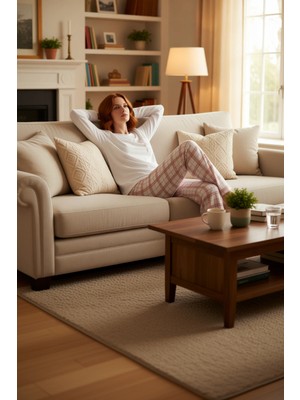 PayBuy Kadın Ekoseli Pijama Takımı Uzun Kollu Bisiklet Yaka Fonksiyonel Dayanıklı Kaliteli Modern