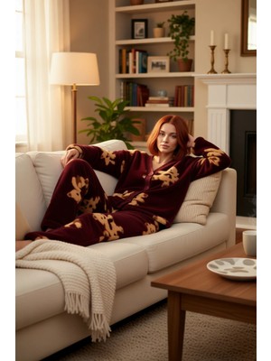 PayBuy Kadın Ayıcıklı Wellsoft Pijama Takımı Fonksiyonel Dayanıklı Kaliteli Konforlu Estetik Spor