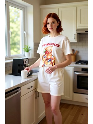 FRM Kadın Ayıcıklı Pamuklu Pijama Seti Fonksiyonel Dayanıklı Kaliteli Konforlu Estetik Premium