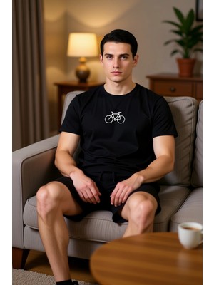 PayBuy Erkek Bisiklet Yaka Nakışlı Örme Pijama Takımı Fonksiyonel Dayanıklı Kaliteli Konforlu Şık