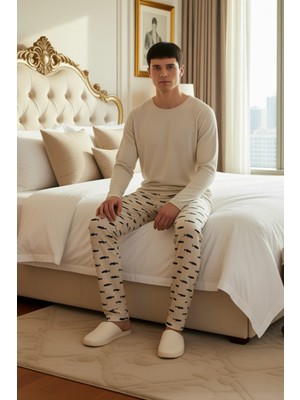 Ersefa Erkek Uzun Kollu Baskılı Pijama Takımı Animal Desenli Fonksiyonel Dayanıklı Kaliteli Rahat