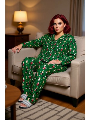 PayBuy Kadin Yılbaşı Temali Gömlek Yaka Pijama Takımı Fonksiyonel Dayanıklı Kaliteli Konforlu Şık