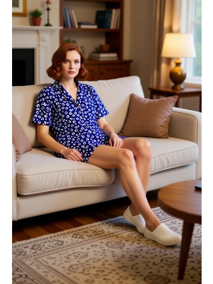 PayBuy Kadın Leopar Desenli Gömlek Şort Pijama Takımı Fonksiyonel Dayanıklı Kaliteli Konforlu Şık