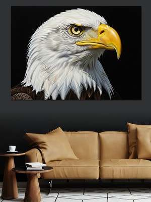 Tablo Mega Yakın Plan Kartal Portresi Dekoratif Kanvas - Mdf Ahşap Tablo