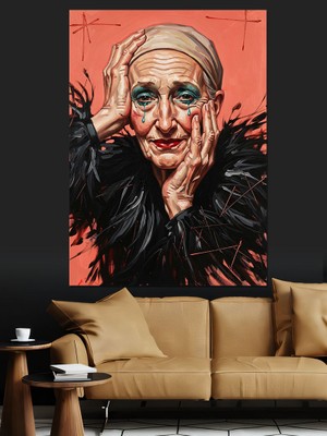 Tablomega Yaşlı Kadın Portre Derin Dekoratif Kanvas - Mdf Ahşap Tablo