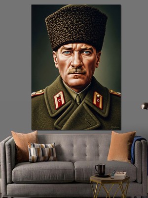 Tablomega Atatürk Portresi Lider Türkiye Dekoratif Kanvas - Mdf Ahşap Tablo