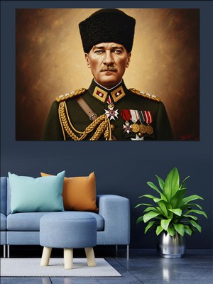 Artmeg Mareşal Üniformalı Atatürk Portresi Dekoratif Kanvas - Mdf Ahşap Tablo