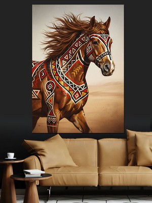 Karizma Tablo Ahşap At Heykeli Dekoratif Kanvas - Mdf Ahşap Tablo