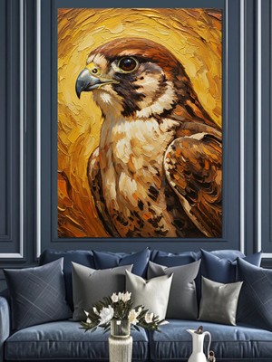 Artmeg Gözlü Kartal Kuş Portre Dekoratif Kanvas - Mdf Ahşap Tablo