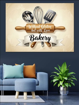 Artmeg Fırıncılık Gereçleri Illüstrasyon Görseli Dekoratif Kanvas - Mdf Ahşap Tablo
