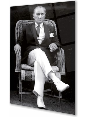 Duvar Sanatı Atatürk Siyah Beyaz Portre Cam Tablo, Kurum Ofis Iş Ev Büyük Boy Hediyelik Tablo