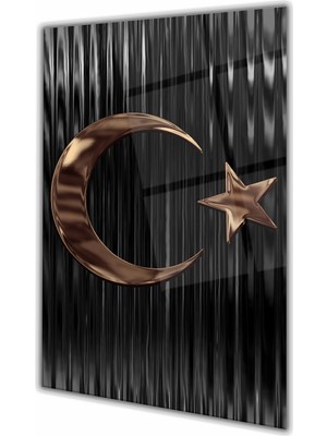 Duvar Sanatı Türk Bayrağı Dikey Cam Tablo, Ev, Iş, Kurum, Ofis, Makam Odası Hediyelik Tablo