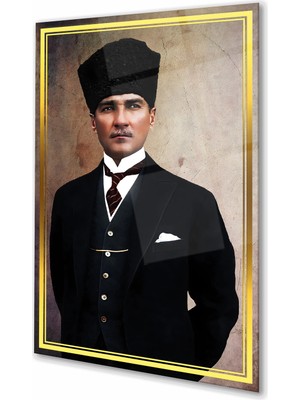 Duvar Sanatı Atatürk Portre Dikey Cam Tablo, Kurum Ofis Iş Ev Büyük Boy Hediyelik Tablo