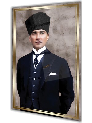 Duvar Sanatı Atatürk Portre Dikey Cam Tablo, Ev, Iş, Kurum, Ofis, Makam Odası Hediyelik Büyük Tablo