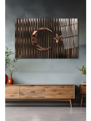 Duvar Sanatı Türk Bayrağı Yatay Cam Tablo, Ev, Iş, Kurum, Ofis, Makam Odası Hediyelik Tablo