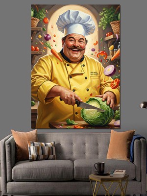 Artmeg Yemek Yapan Tatlı Aşçı Dekoratif Kanvas - Mdf Ahşap Tablo
