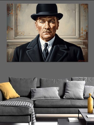 Karizma Tablo Şık Mustafa Kemal Atatürk Portresi Dekoratif Kanvas - Mdf Ahşap Tablo