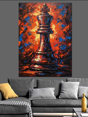 Karizma Tablo Satranç Vezir Taşı  Dekoratif Kanvas - Mdf Ahşap Tablo