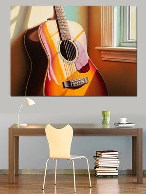 Karizma Tablo Pencere Kenarında Gitar Görseli Dekoratif Kanvas - Mdf Ahşap Tablo