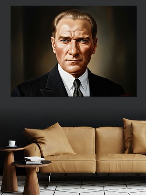 Artmeg Mustafa Kemal Atatürk Portresi Dekoratif Kanvas - Mdf Ahşap Tablo