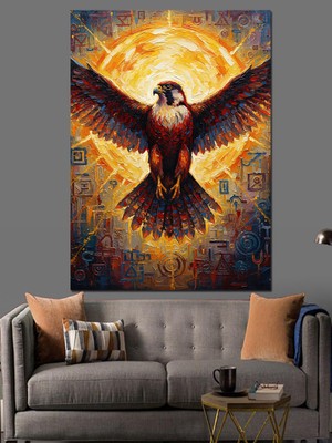 Karizma Tablo Mistik Işıltılı Uçan Kartal Dekoratif Kanvas - Mdf Ahşap Tablo