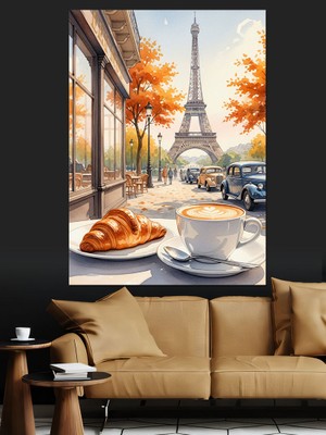 Artmeg Eyfel Kulesi Kahvaltı Manzarası Dekoratif Kanvas - Mdf Ahşap Tablo