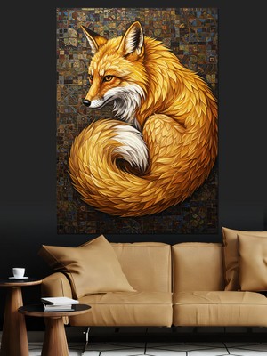 Artmeg Kırmızı Tüylü Uyanık Tilki Dekoratif Kanvas - Mdf Ahşap Tablo