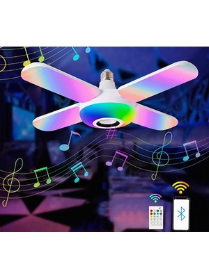 LustLove PARTİ LAMBASI LED Müzikli Ampül - Uygulama Kontrollü ve Uzaktan Kumandalı Kanatlı Bluetooth Hoparlörlü Akıllı 50W LED Lamba