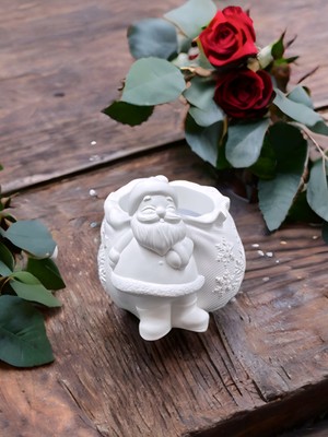 Noel Baba Figürlü Kabartmalı Dekoratif % 100 Doğal Soya Mum  Hoş Kokulu Yılbaşı Temalı Tasarım Ev Dekorasyonu ve Özel Hediye