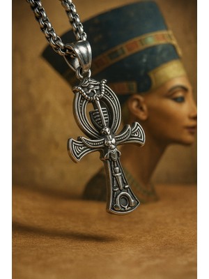 Paslanmaz Çelik Horus Detaylı Yaşam Anahtarı Antik Mısır Ankh Kolye
