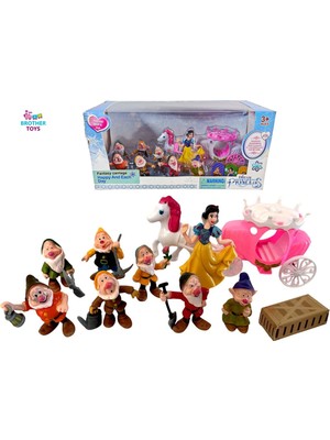 Brother Toys Pamuk Prenses ve 7 Cüceler Figür Oyuncak Seti Fayton Arabalı 33 Cm.