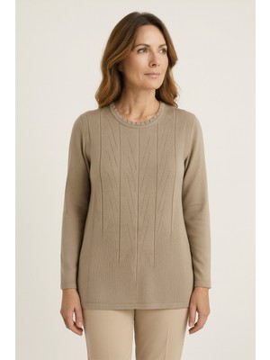 Mutlu City Kadın Yüksek Kalite Soğuk Iplik Triko Örgü Anne Kazak Bluz 3056