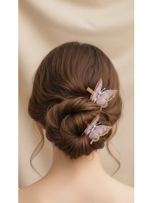 Gigi Giyim Benekli Oynar Kanatlı Kelebek Pens Toka