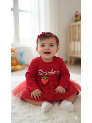 Miniko Kids Kız Bebek Yılbaşı Noel Temalı Çilek Elbise