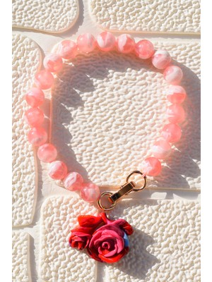 Sevda & Yeli - Gül Figürlü Akrilik Zincirli Epoksi Kolye