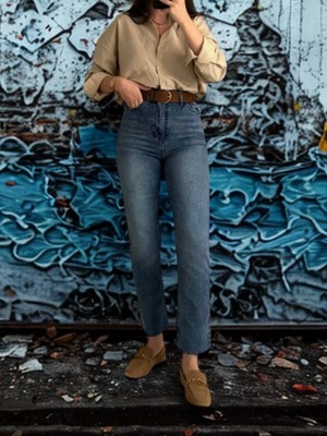 Bees Jeans Julia Kadın Açık Mavi Indigo Ultra Yüksek Bel Straight Jean