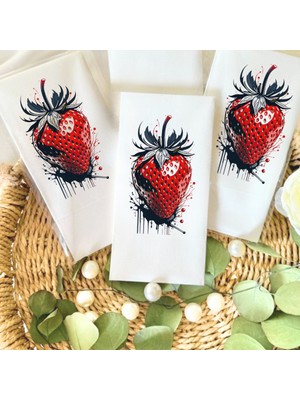 Lion Baskı ve Organizasyon Çilek Desenli Sunum Peçete 20 Adet