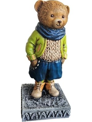 Storemax Ayıcık Biblo Figürü - Sarı Montlu ve Atkılı Şirin Heykel, Ev, Ofis Dekoru Için Ideal, Hediyelik Biblo | Dekormıx