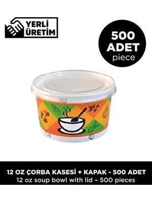 Sepet Doldur 12 Oz Çorba Kasesi + Kapak - 500 Adet