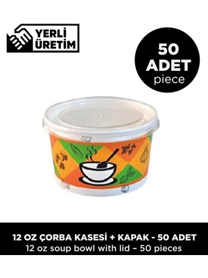 Sepet Doldur 12 Oz Çorba Kasesi + Kapak - 50 Adet