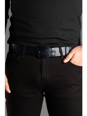 Zeki Özer Erkek Lacivert Suni Deri Kemer 4,5 cm