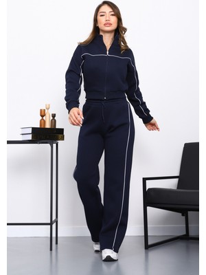 İmaj Butik Lacivert Üç İplik Sweat Hırka Pantolonlu Takım