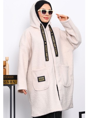 İmaj Butik Taş Kapşonlu Cep Detaylı Buklet Kaban